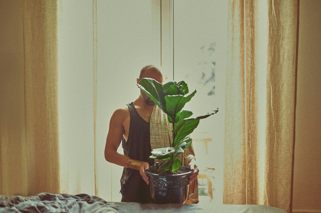woman watering houseplant