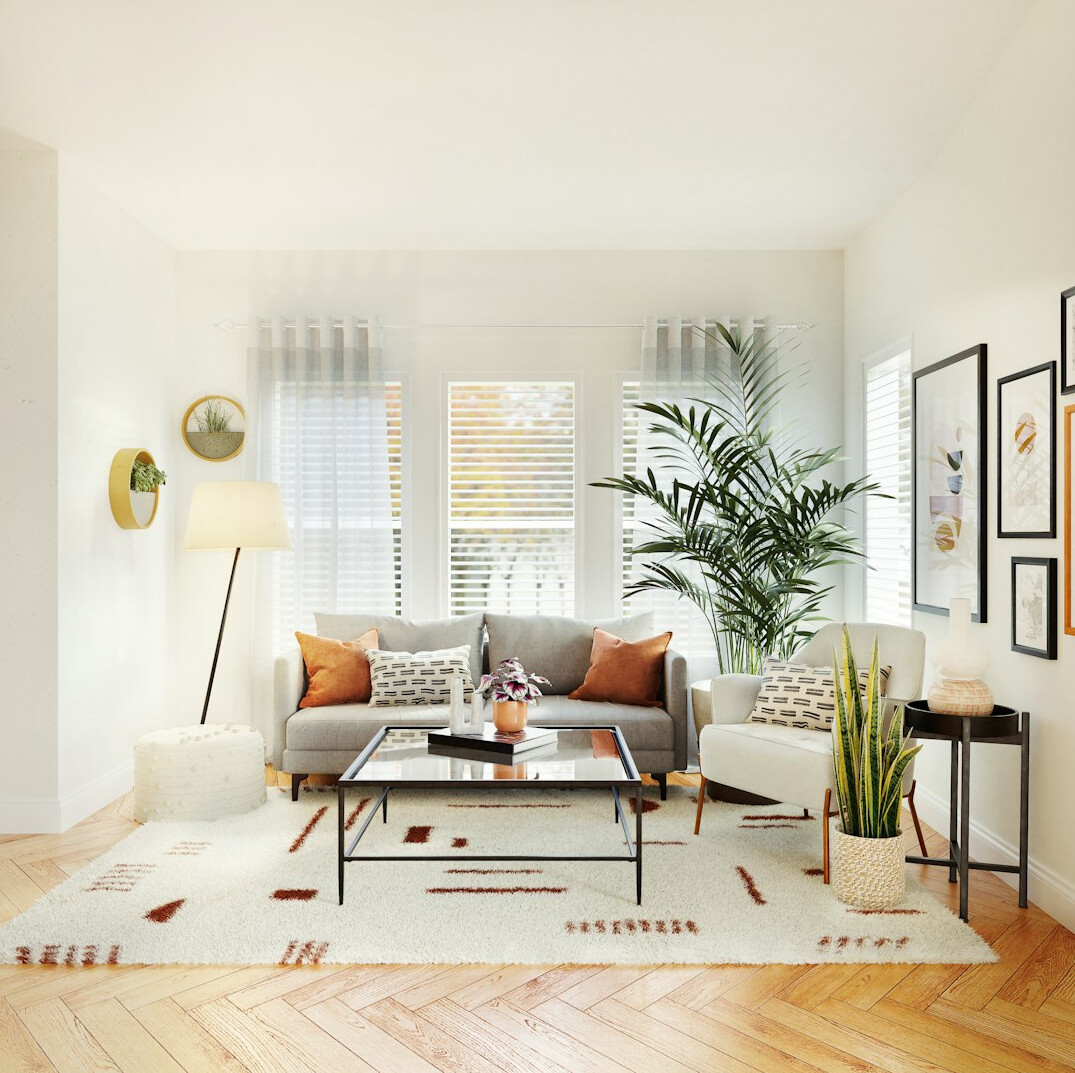 modern living room with plants